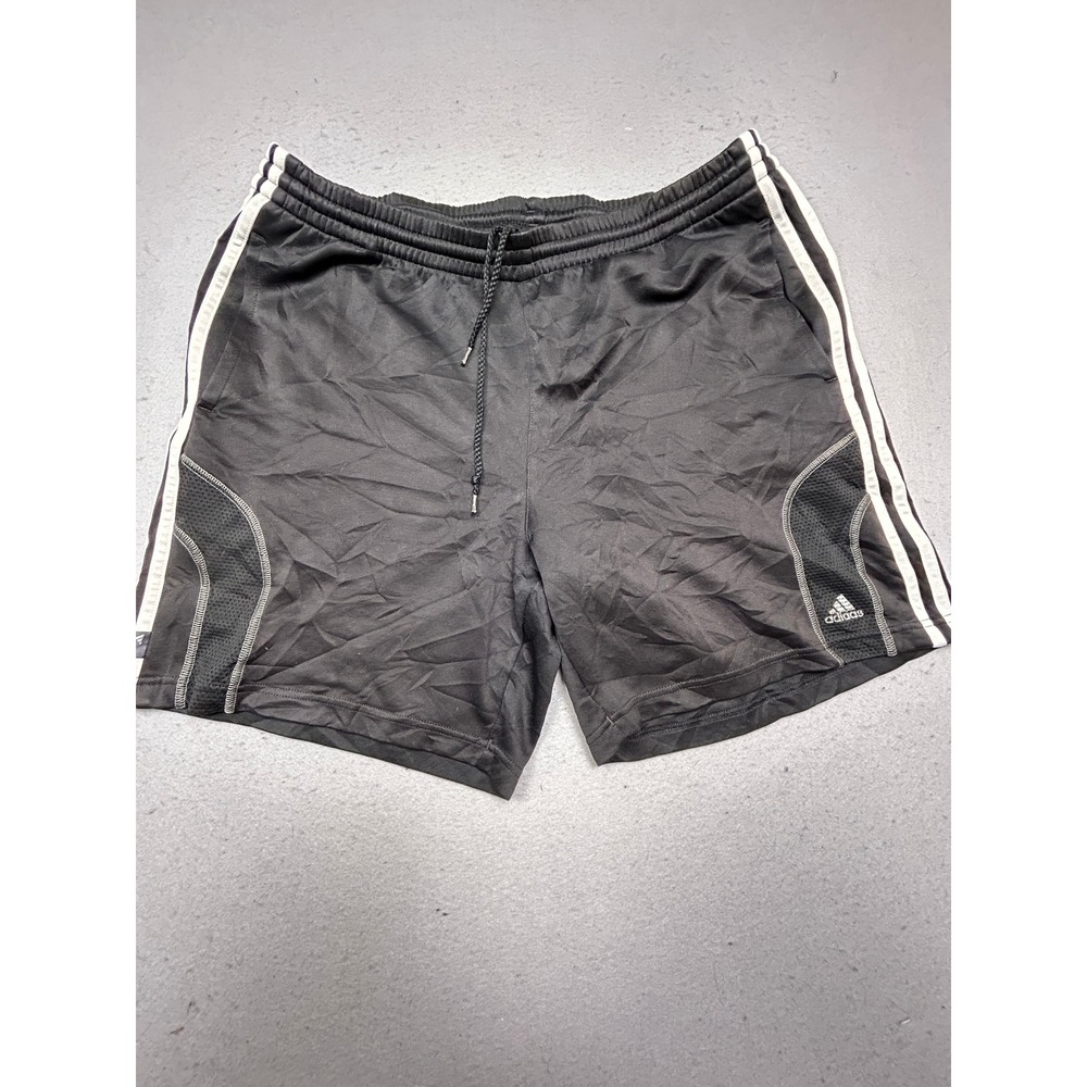 Adidas Athletic Shorts Polyester Black White Large Mens